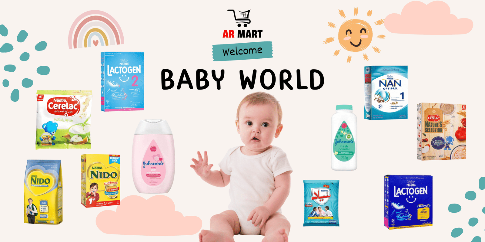 Pink Cute Minimalist Baby Store Banner